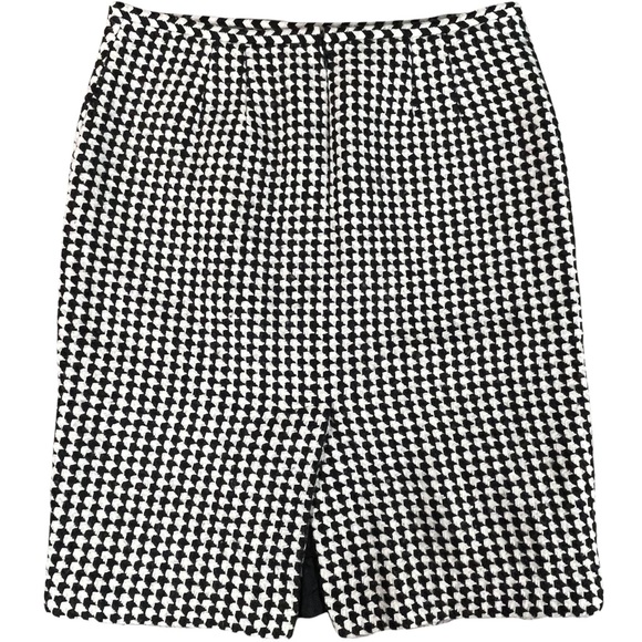 Ann Taylor Loft Petites size 12 black & white houndstooth skirt slit in back EUC - Picture 5 of 12